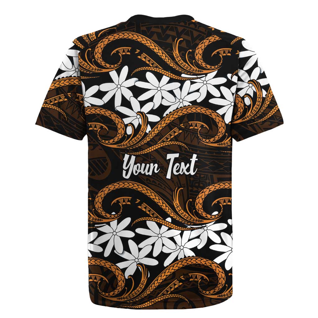 Personalised Cook Islands Rakahanga Rugby Jersey Tiare Maori Polynesian Waves Tattoo LT14