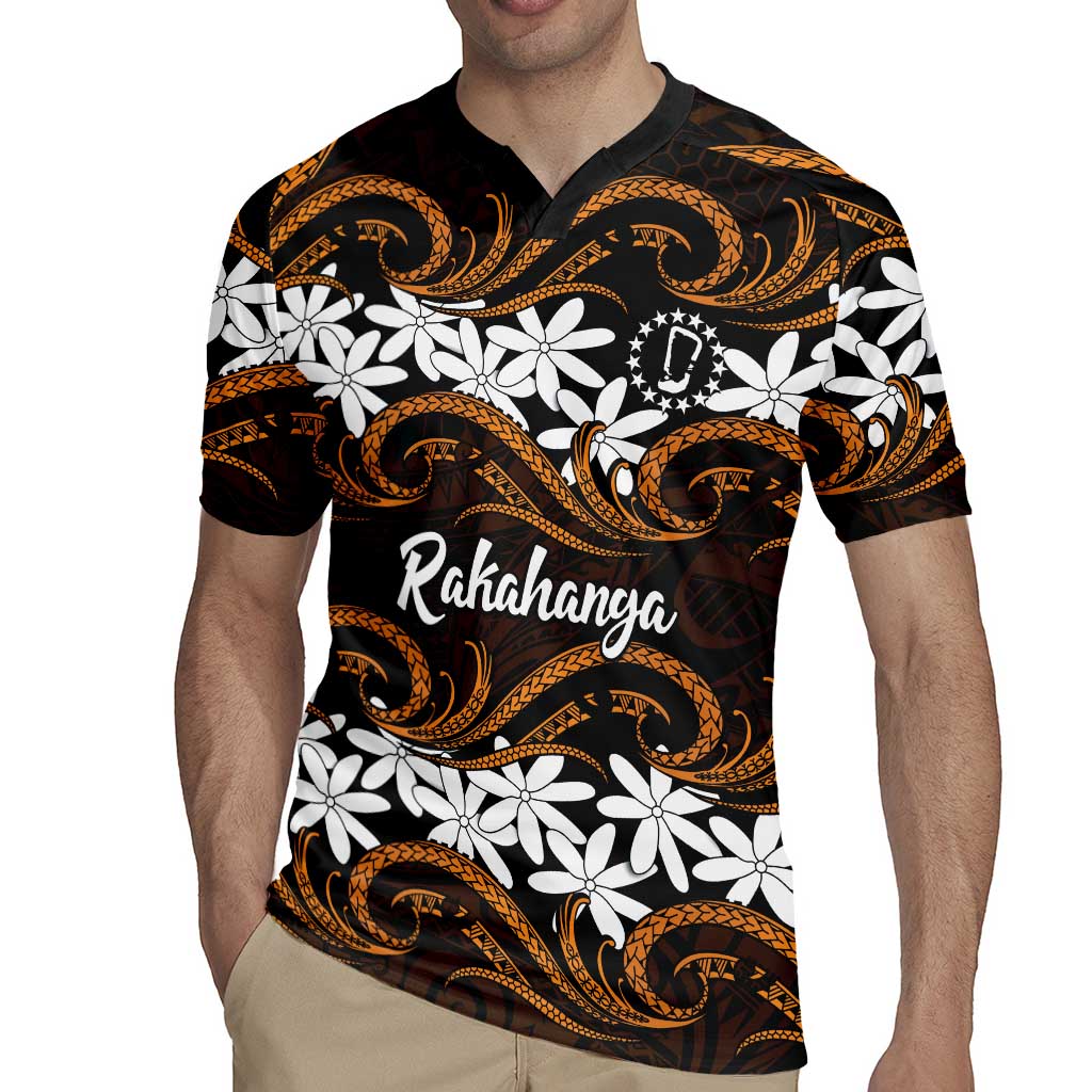 Personalised Cook Islands Rakahanga Rugby Jersey Tiare Maori Polynesian Waves Tattoo LT14