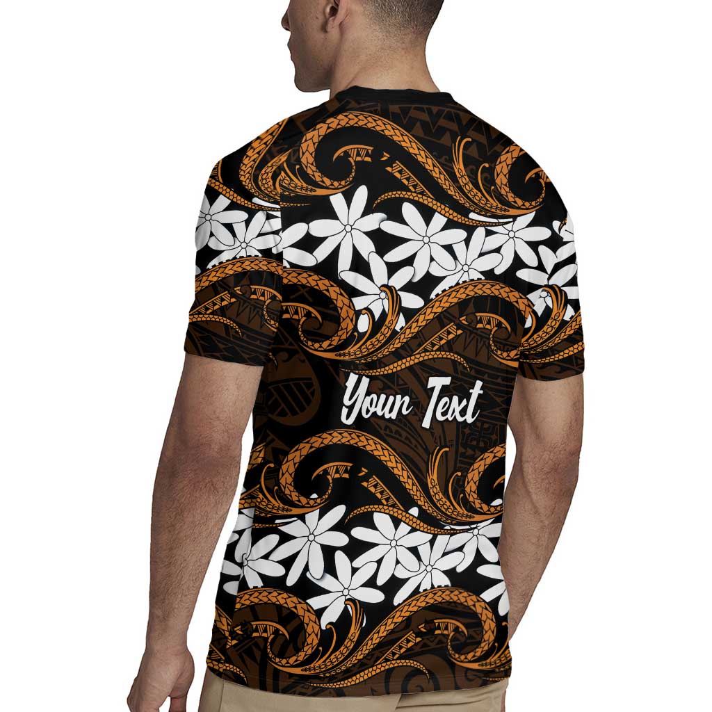 Personalised Cook Islands Rakahanga Rugby Jersey Tiare Maori Polynesian Waves Tattoo LT14