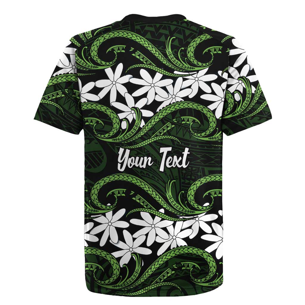 Personalised Cook Islands Palmerston Rugby Jersey Tiare Maori Polynesian Waves Tattoo LT14