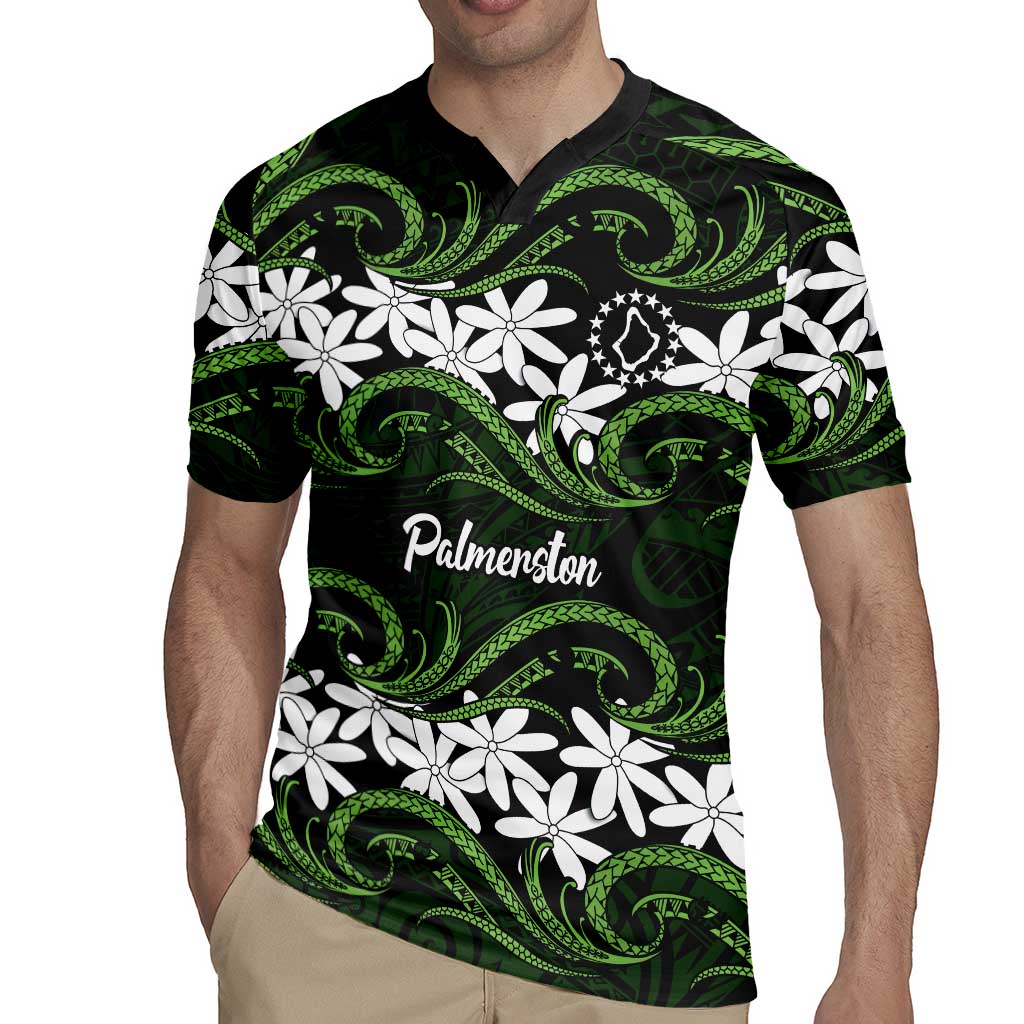 Personalised Cook Islands Palmerston Rugby Jersey Tiare Maori Polynesian Waves Tattoo LT14