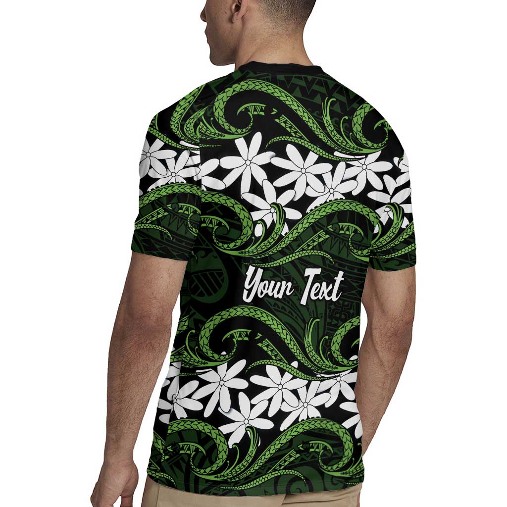 Personalised Cook Islands Palmerston Rugby Jersey Tiare Maori Polynesian Waves Tattoo LT14