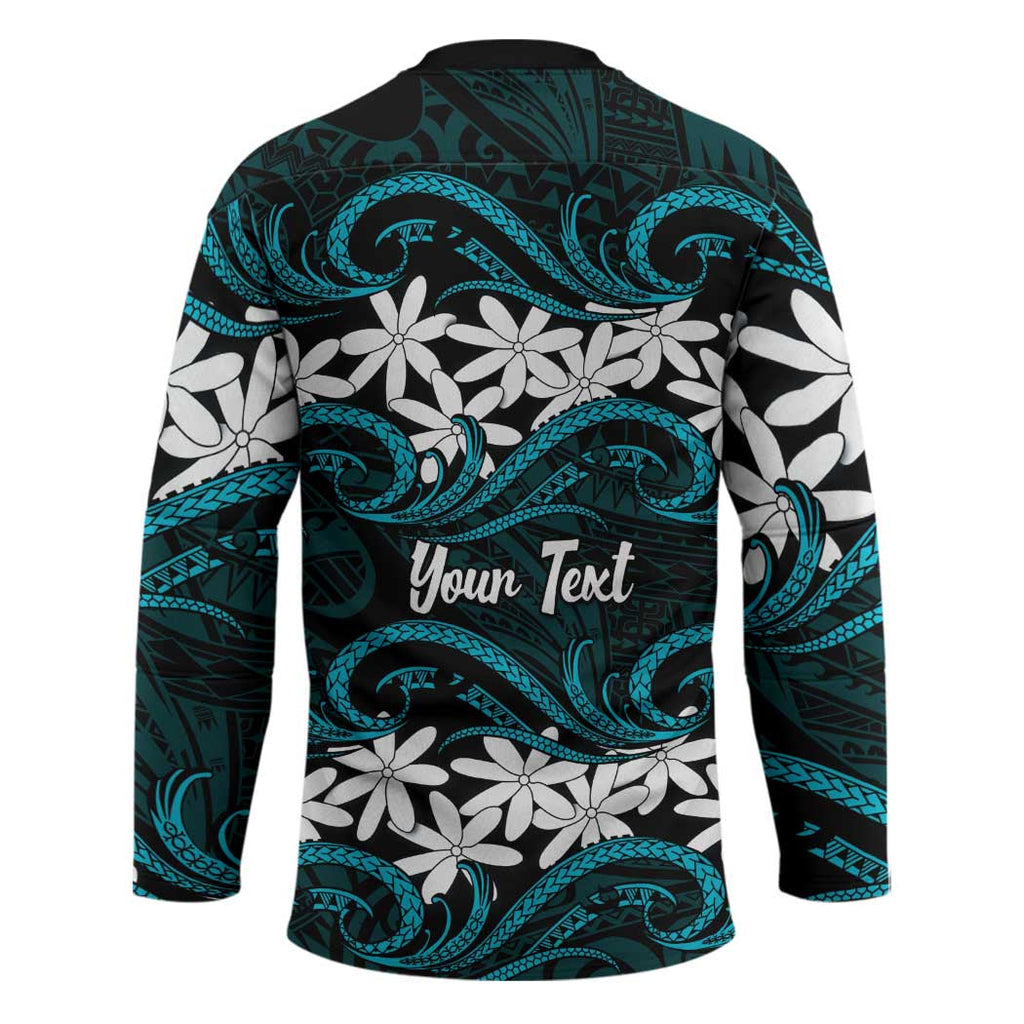 Personalised Cook Islands Penrhyn Atoll Hockey Jersey Tiare Maori Polynesian Waves Tattoo LT14