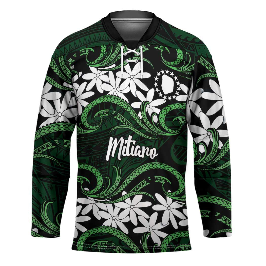 Personalised Cook Islands Mitiaro Hockey Jersey Tiare Maori Polynesian Waves Tattoo LT14
