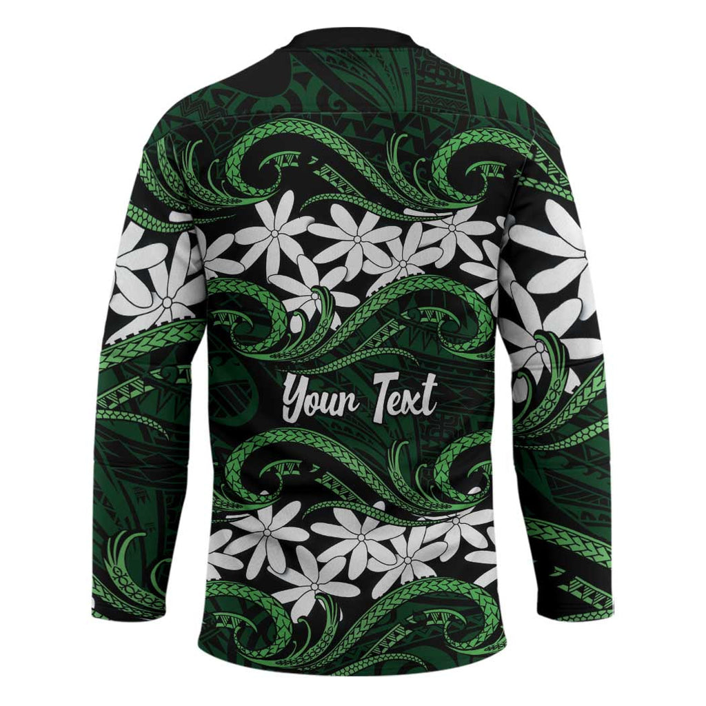 Personalised Cook Islands Mitiaro Hockey Jersey Tiare Maori Polynesian Waves Tattoo LT14