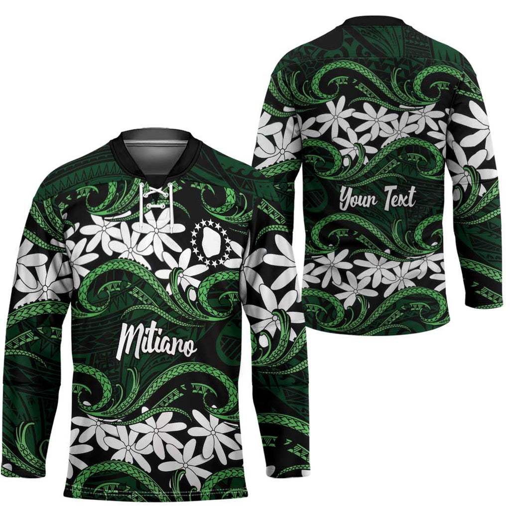 Personalised Cook Islands Mitiaro Hockey Jersey Tiare Maori Polynesian Waves Tattoo LT14