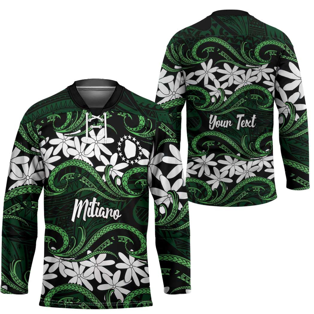 Personalised Cook Islands Mitiaro Hockey Jersey Tiare Maori Polynesian Waves Tattoo LT14