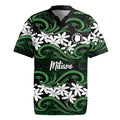 Personalised Cook Islands Mitiaro Rugby Jersey Tiare Maori Polynesian Waves Tattoo LT14
