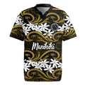 Personalised Cook Islands Manihiki Rugby Jersey Tiare Maori Polynesian Waves Tattoo LT14