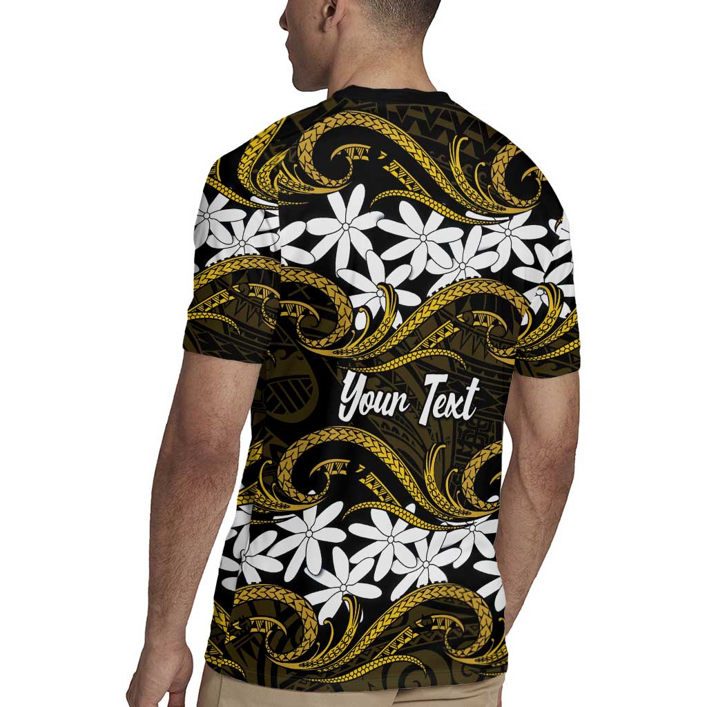 Personalised Cook Islands Manihiki Rugby Jersey Tiare Maori Polynesian Waves Tattoo LT14