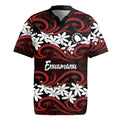 Personalised Cook Islands Atiu Enuamanu Rugby Jersey Tiare Maori Polynesian Waves Tattoo LT14
