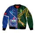 Custom Samoa And South Africa Rugby Sleeve Zip Bomber Jacket 2023 World Cup Manu Samoa With Springboks LT14