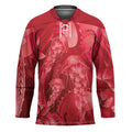 Red Gradient Polynesia Jellyfish Hockey Jersey Plumeria Polynesian Tattoo Glowing Vibes LT14