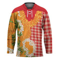 Prince Kuhio Aloha Hawaii Hockey Jersey Plumeria Ilima Lei Palaka Motifs LT14
