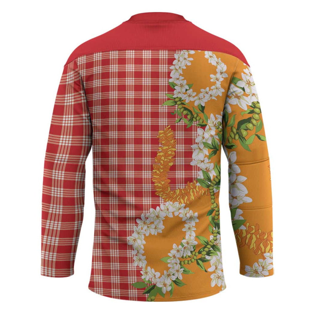 Prince Kuhio Aloha Hawaii Hockey Jersey Plumeria Ilima Lei Palaka Motifs LT14