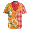 Prince Kuhio Aloha Hawaii Rugby Jersey Plumeria Ilima Lei Palaka Motifs LT14