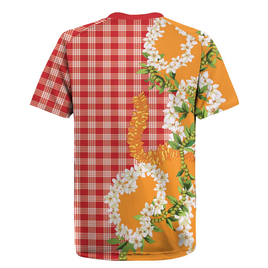 Prince Kuhio Aloha Hawaii Rugby Jersey Plumeria Ilima Lei Palaka Motifs LT14