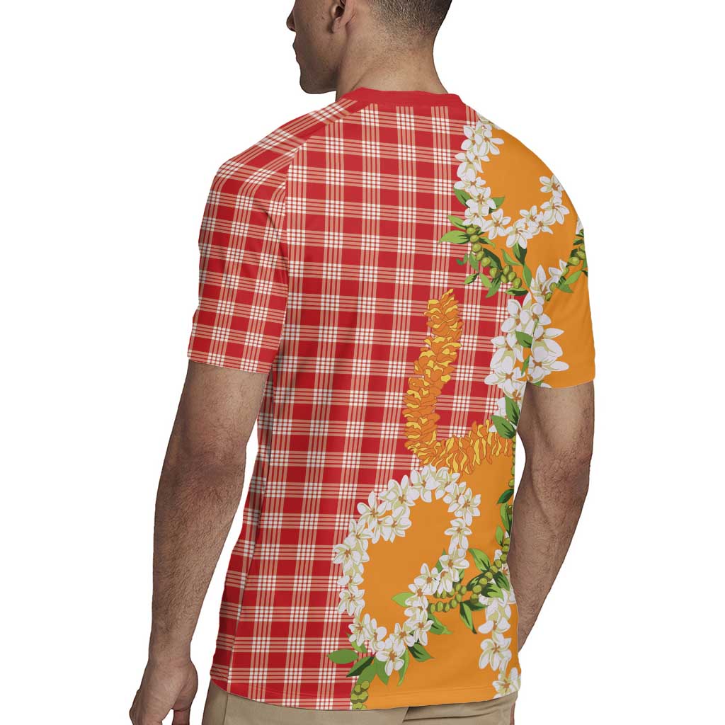 Prince Kuhio Aloha Hawaii Rugby Jersey Plumeria Ilima Lei Palaka Motifs LT14