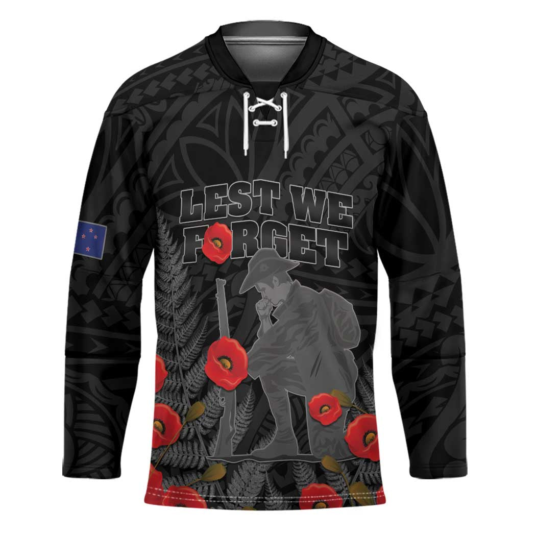 Personalised New Zealand ANZAC Day Hockey Jersey Lest We Forget Soldier Memorial LT15