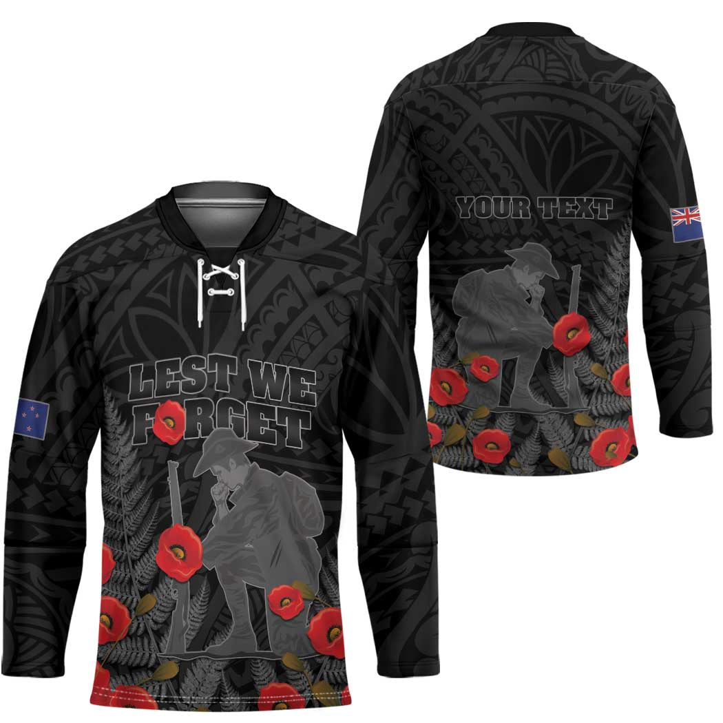 Personalised New Zealand ANZAC Day Hockey Jersey Lest We Forget Soldier Memorial LT15