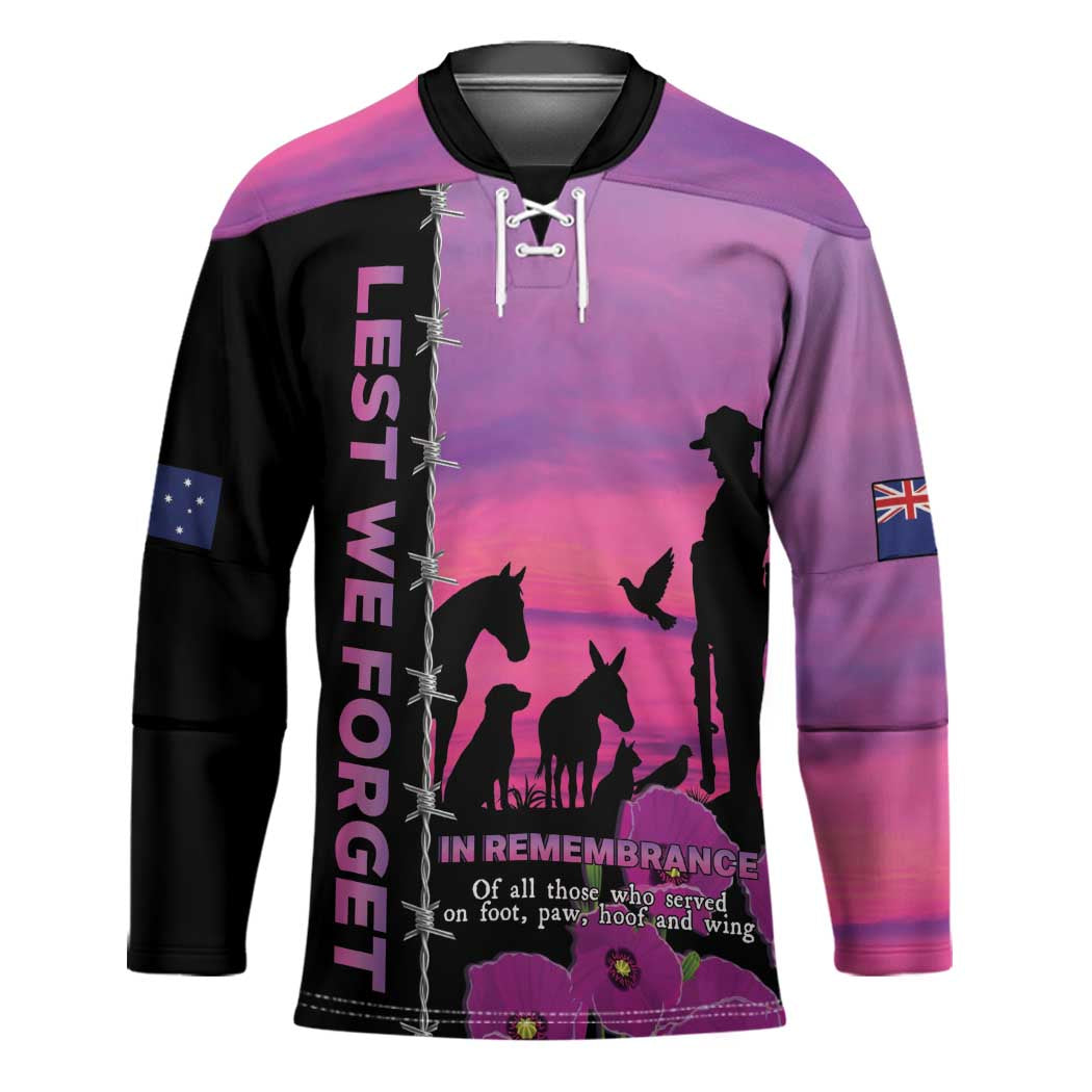 Personalised ANZAC War Animals Hockey Jersey Lest We Forget Memorial LT15