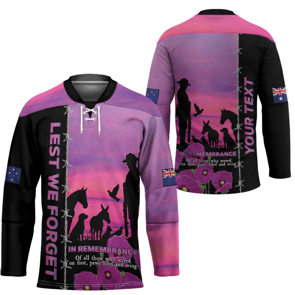 Personalised ANZAC War Animals Hockey Jersey Lest We Forget Memorial LT15