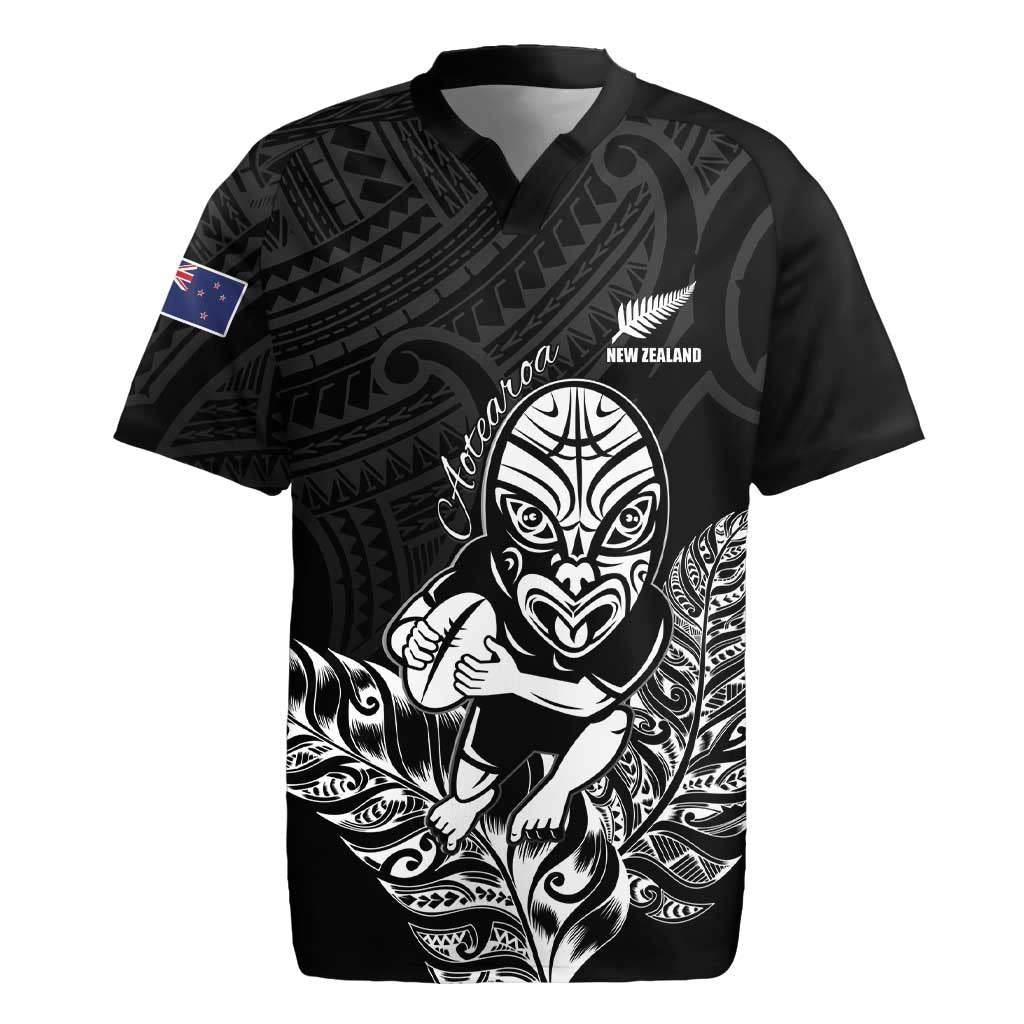 New Zealand Silver Fern Rugby Custom Rugby Jersey Maori Tiki Black Version LT15