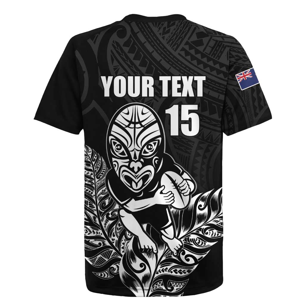 New Zealand Silver Fern Rugby Custom Rugby Jersey Maori Tiki Black Version LT15