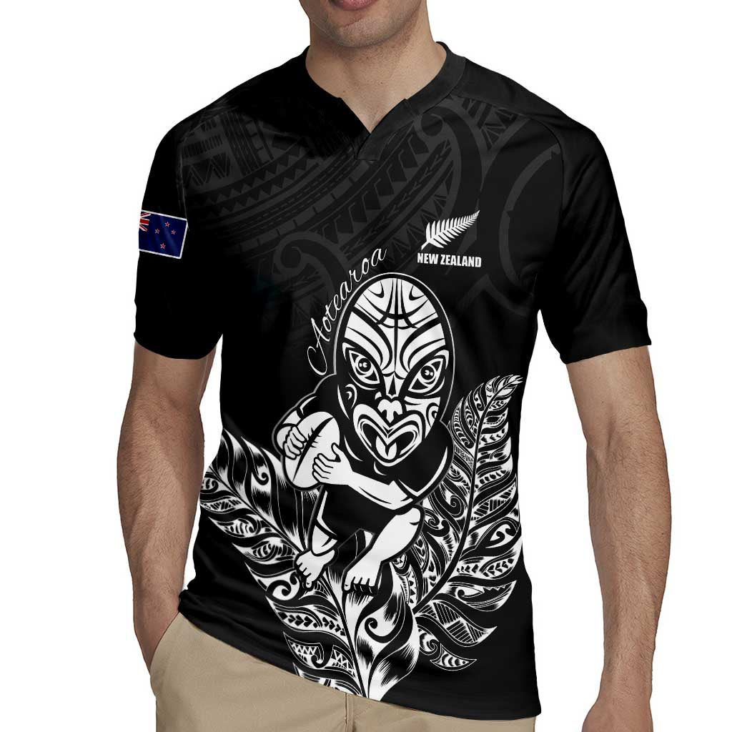 New Zealand Silver Fern Rugby Custom Rugby Jersey Maori Tiki Black Version LT15