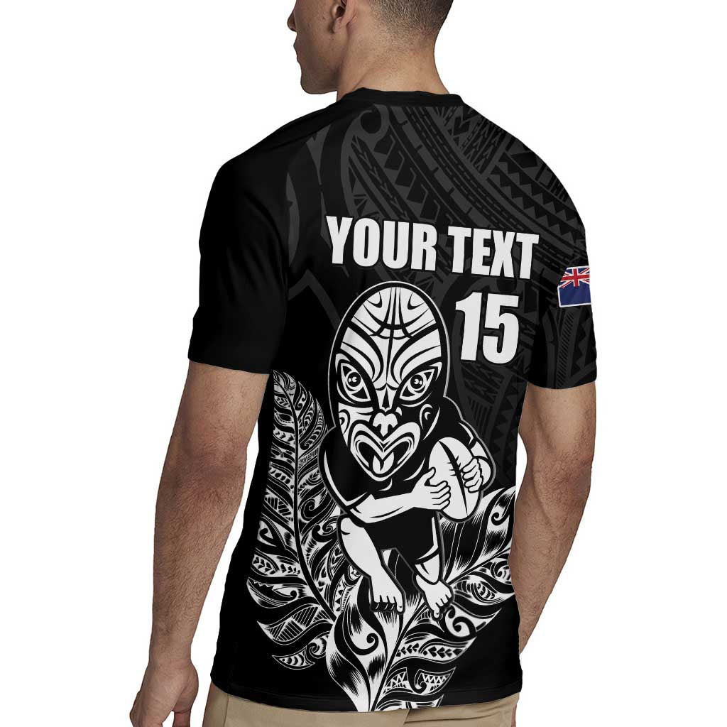 New Zealand Silver Fern Rugby Custom Rugby Jersey Maori Tiki Black Version LT15