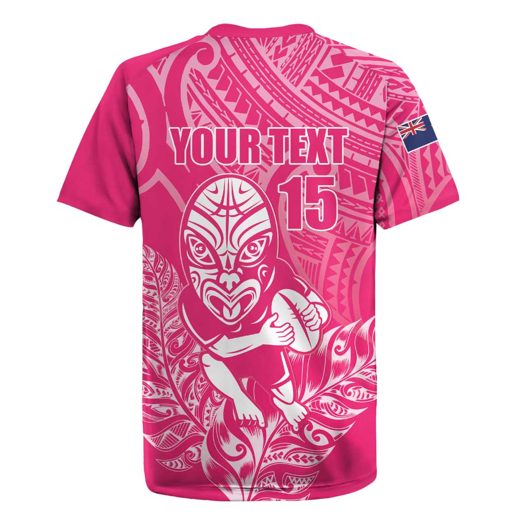 New Zealand Silver Fern Rugby Custom Rugby Jersey Maori Tiki Pink Version LT15