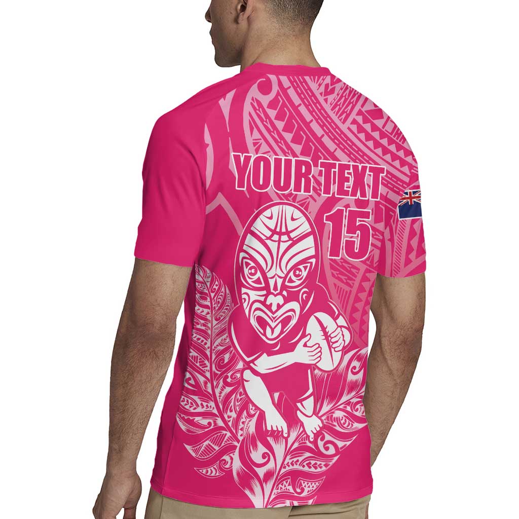 New Zealand Silver Fern Rugby Custom Rugby Jersey Maori Tiki Pink Version LT15