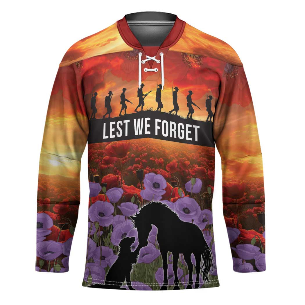 Personalised ANZAC Day Hockey Jersey Remembering the Animals of War LT19