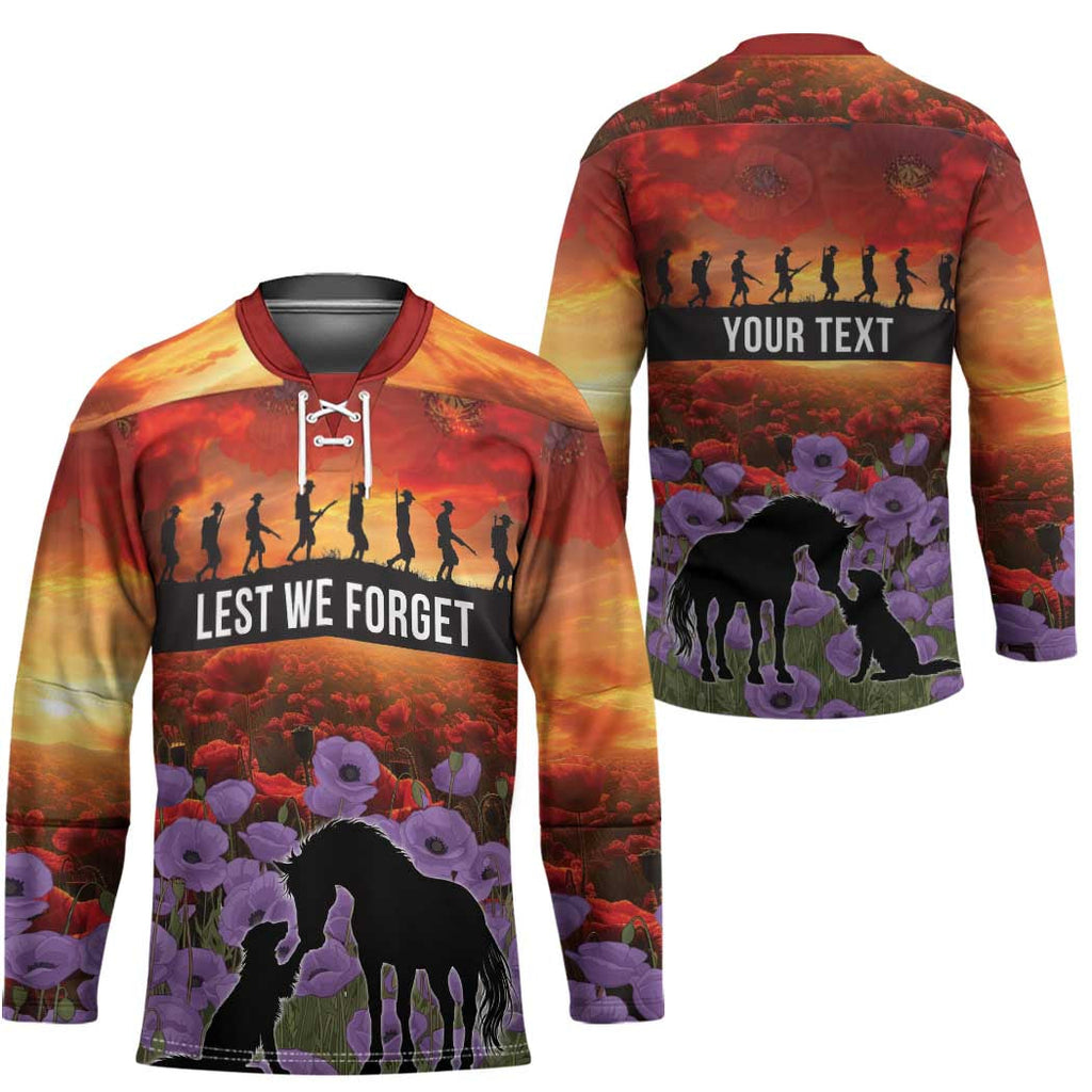 Personalised ANZAC Day Hockey Jersey Remembering the Animals of War LT19