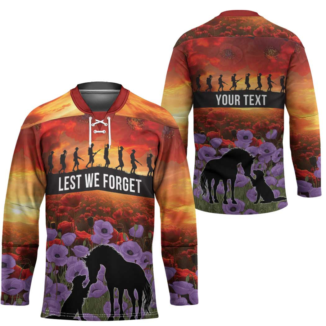 Personalised ANZAC Day Hockey Jersey Remembering the Animals of War LT19