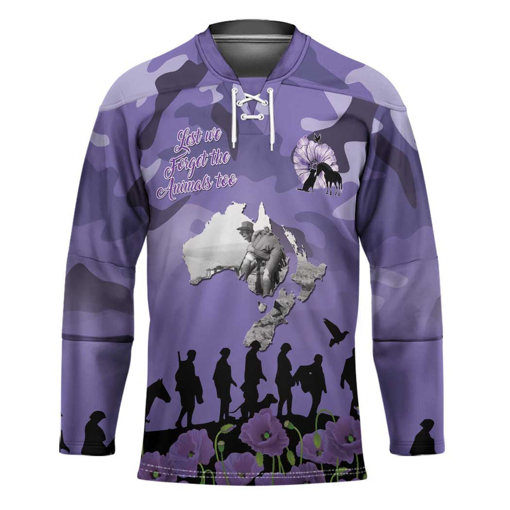 ANZAC Day Hockey Jersey Lest We Forget the Animals Too LT19