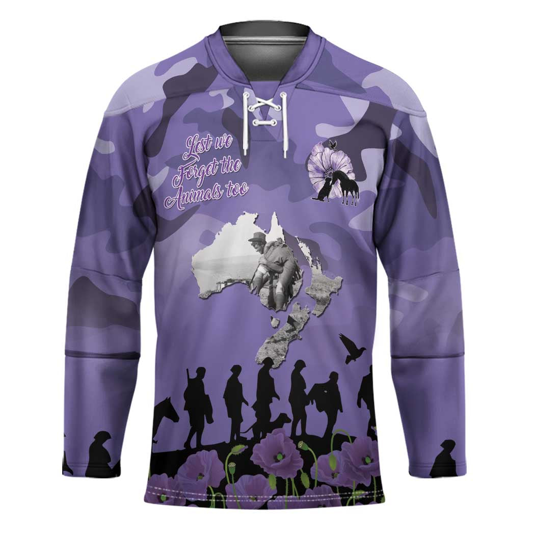 ANZAC Day Hockey Jersey Lest We Forget the Animals Too LT19
