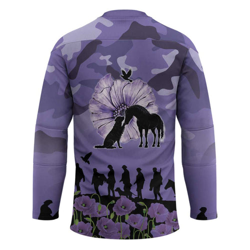 ANZAC Day Hockey Jersey Lest We Forget the Animals Too LT19