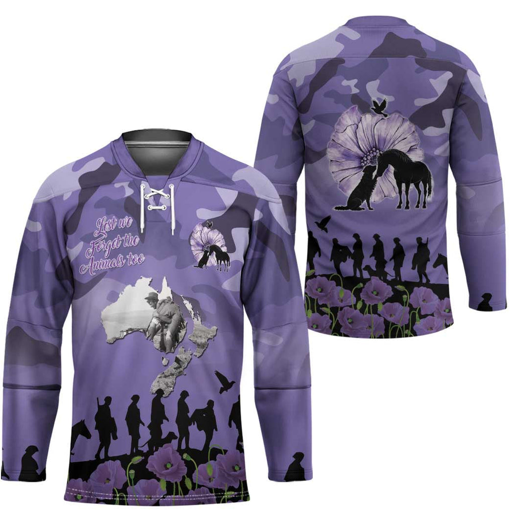 ANZAC Day Hockey Jersey Lest We Forget the Animals Too LT19
