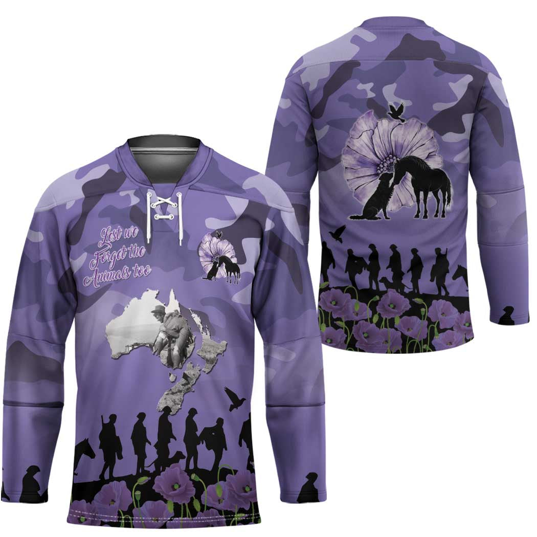 ANZAC Day Hockey Jersey Lest We Forget the Animals Too LT19