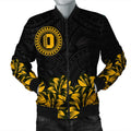 Oahu Map Hibiscus Polynesian Bomber Jacket - Lithe Style - AH