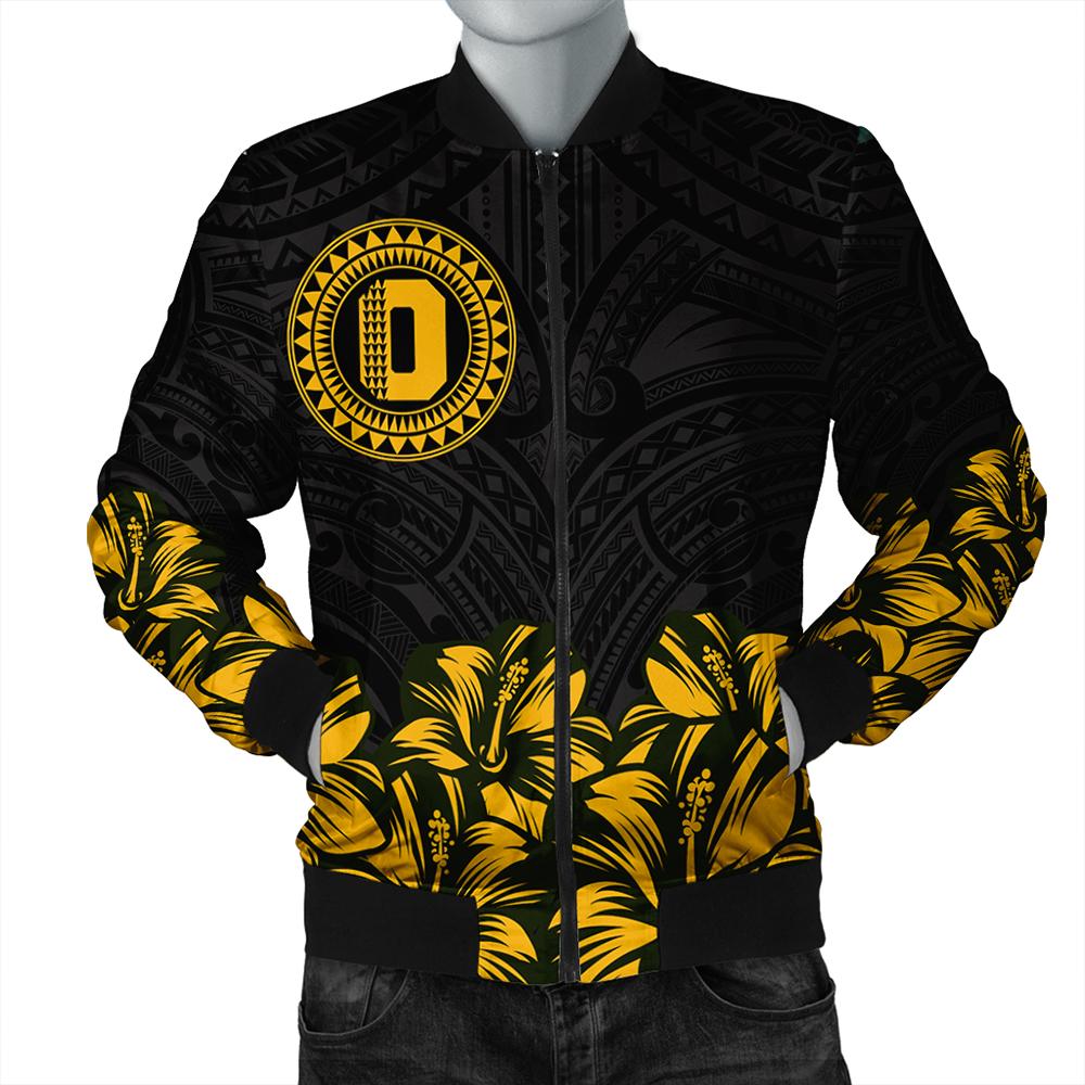 Oahu Map Hibiscus Polynesian Bomber Jacket - Lithe Style - AH